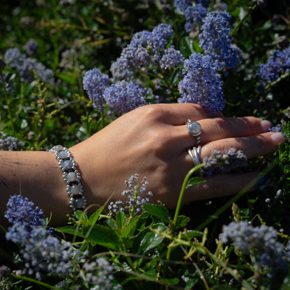 Pulsera Campo de Flores | Negro con Labradorita