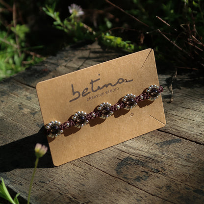 Pulsera Floral | Café con Cuarzo Ahumado