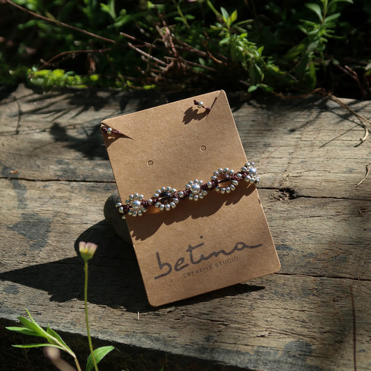 Pulsera Flores Silvestres | Café y Cuarzo Ahumado