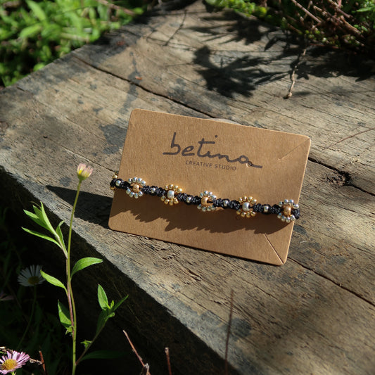Pulsera Margaritas Gold&Silver | Negro