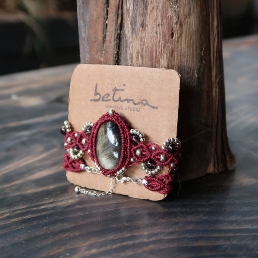 Choker Sirena Obsidiana y Cuarzo Ahumado